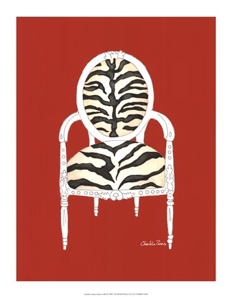 Framed Zebra Chair On Red Print