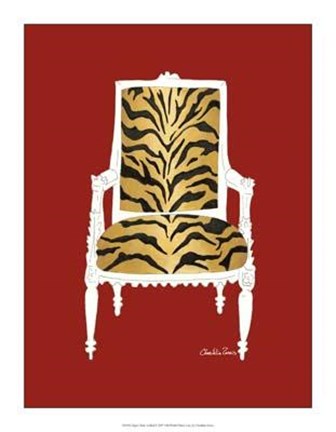 Framed Tiger Chair On Red Print