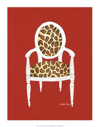 Framed Giraffe Chair On Red Print