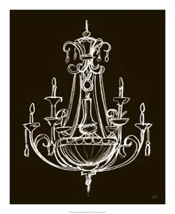 Framed Elegant Chandelier III Print