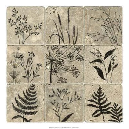 Framed Stone Tile Silhouette II Print