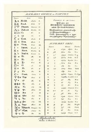 Framed Alphabets Egiptien Print