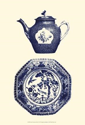 Framed Manor Porcelain In Blue I Print