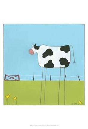 Framed Stick-Leg Cow II Print
