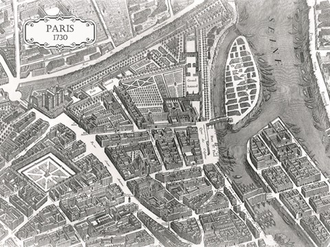 Framed Plan Of Paris, 1730 (I) Print
