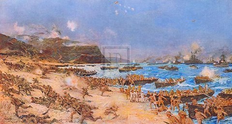 Framed Landing At Anzac, 25Th April 1915 Print