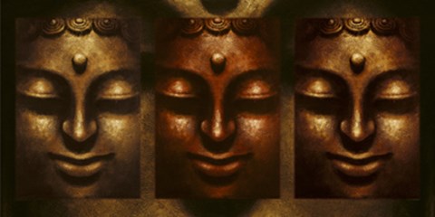 Framed Buddha In Three Lights Print