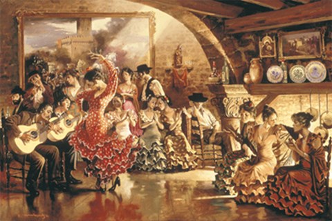 Framed Night In Seville Print