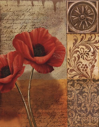 Framed Poppy Flourish I Print