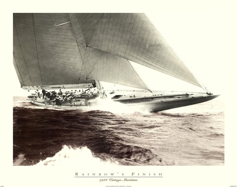 Framed Mariner&#39;s Museum - Rainbow&#39;s Finish 1934 Vintage Maritime Print