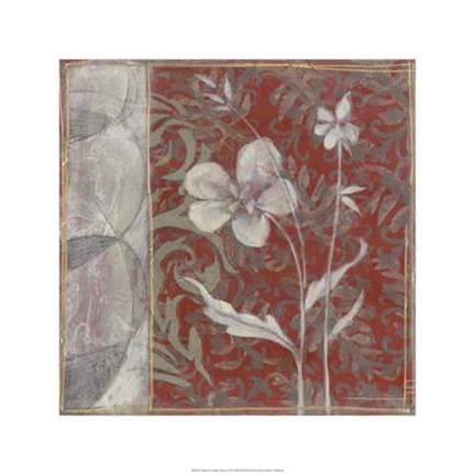 Framed Taupe and Cinnabar Tapestry III Print