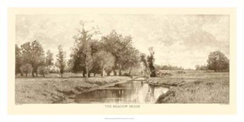 Framed Meadow Brook Sepia Print
