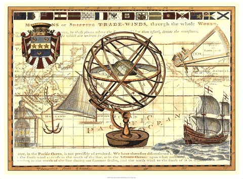 Framed Nautical Map I Print