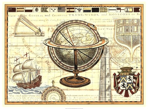 Framed Nautical Map II Print