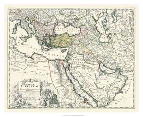 Framed Map of Europe, Asia and Africa Print