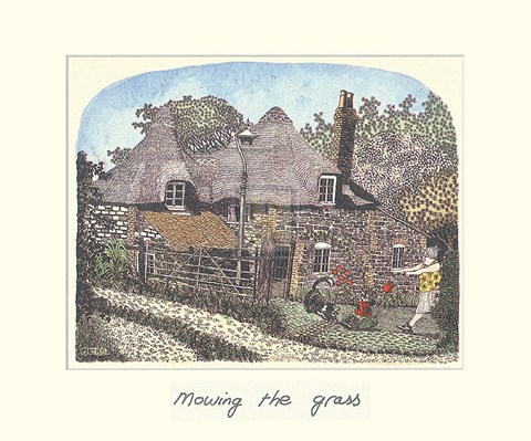 Framed Mowing The Grass Print