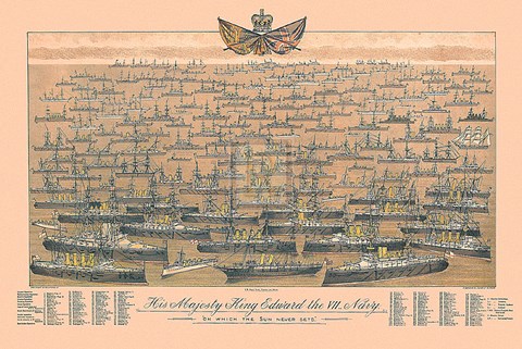 Framed His Majesty King Edward VII, Navy - &#39;On Which The Sun Never Sets&#39; Print