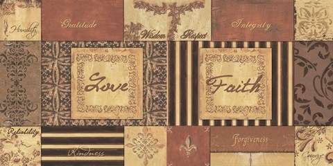 Framed NATURAL PATCHWORKLove/Faith Print