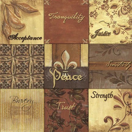 Framed Natural PatchworkPeace Print