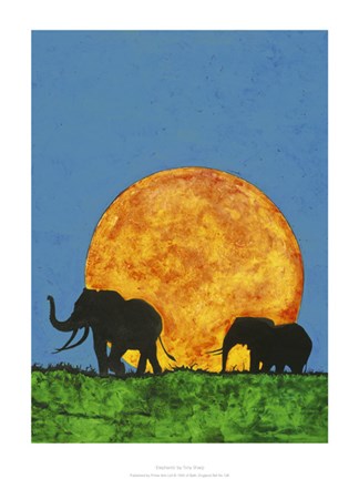 Framed Elephants Print