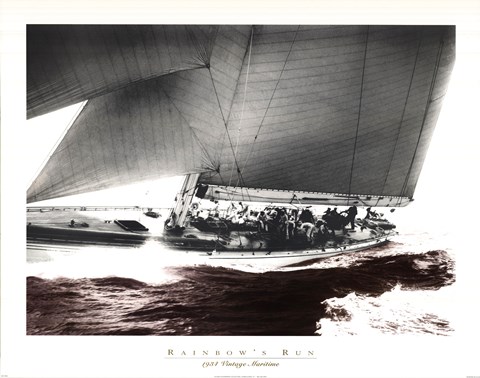 Framed Rainbow&#39;s Run 1934 Vintage Maritime Print