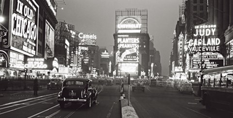Framed Times Square at Night, NYC 1938 Print