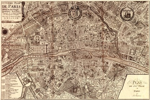 Framed Plan de la Ville de Paris, 1715 Print