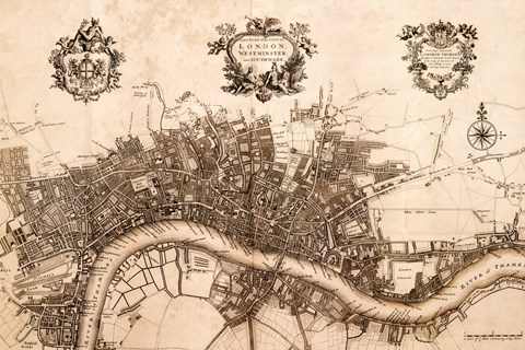 Framed Plan of the City of London, 1720 Print