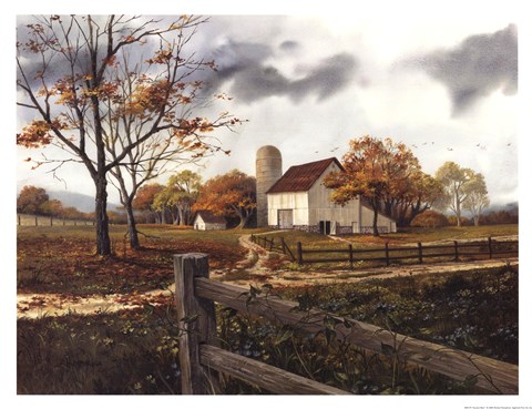 Framed Autumn Cascade - Autumn Barn Print