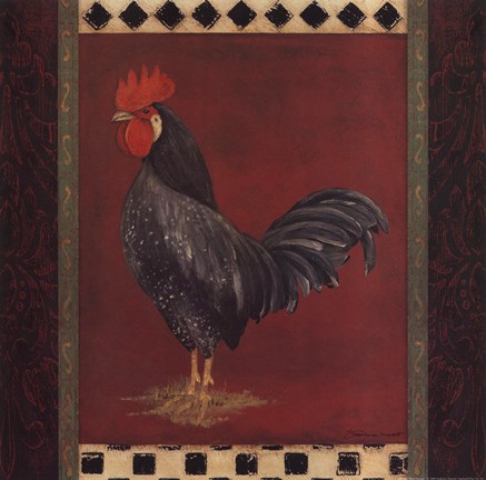 Framed Black Rooster Print