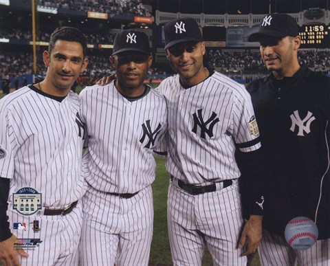 Framed Jorge Posada, Mariano Rivera, Derek Jeter,&amp; Andy Pettitte Final Game At Yankee Stadium 2008 Print