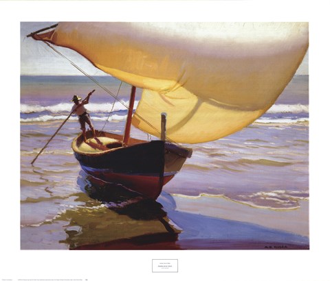Framed Fishing Boat, Spain Print