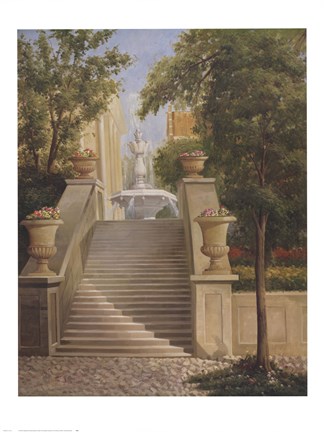 Framed La Fontaine de Fleur Print