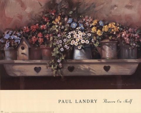 Framed Flowers on Shelf Print