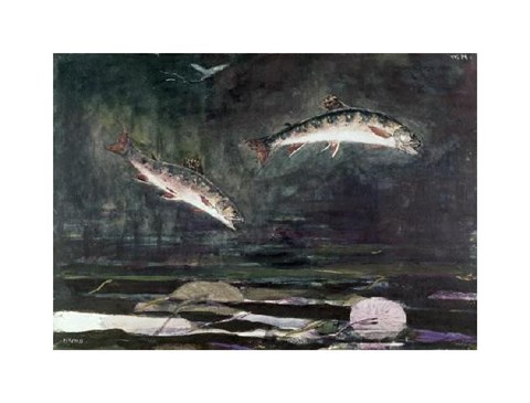 Framed Leaping Trout Print