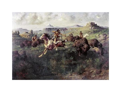 Framed Buffalo Hunt Print