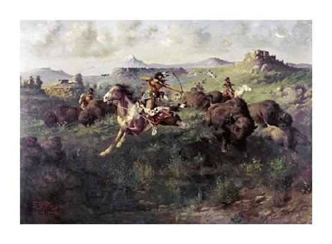 Framed Buffalo Hunt Print