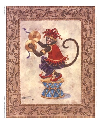 Framed Monkey With Cymbals Print
