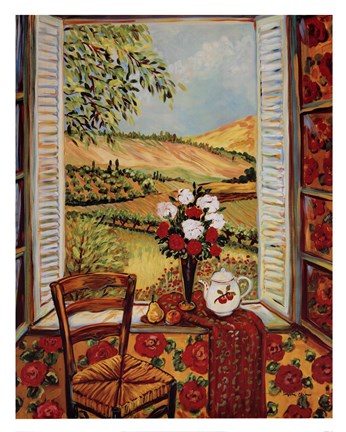 Framed Cabbage Rose Wallpaper Print