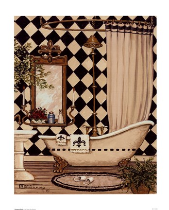 Framed Elegant Bath I Print