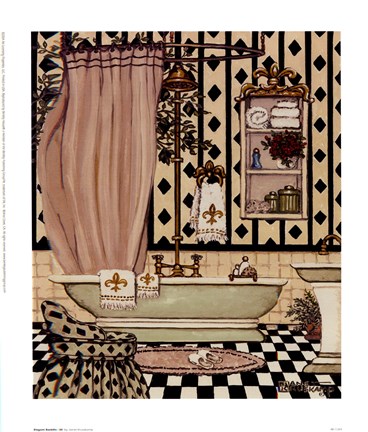 Framed Elegant Bath II Print