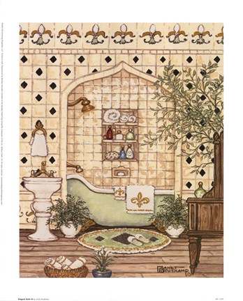 Framed Elegant Bath III Print