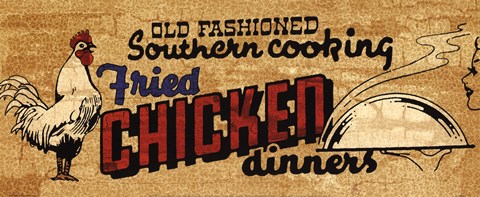 Framed Retro Diner Chicken Print