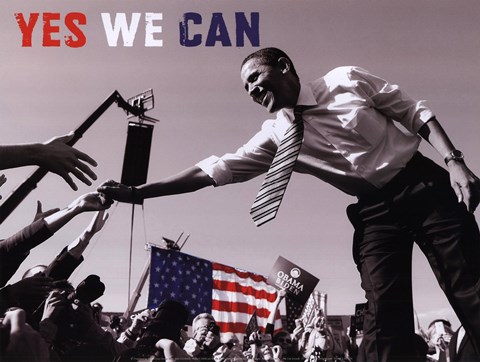 Framed Barack Obama:  Yes We Can (crowd) Print