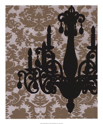 Framed Chandelier Silhouette I Print