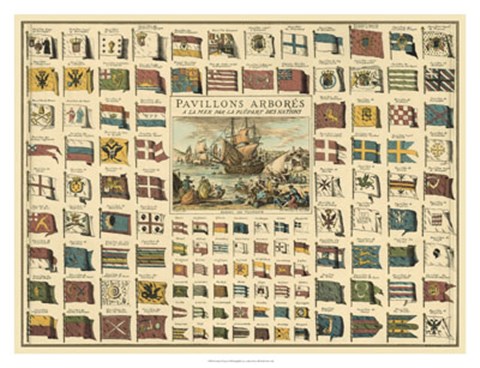 Framed Display of Flags Print