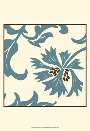 Framed Teal Floral Motif IV Print