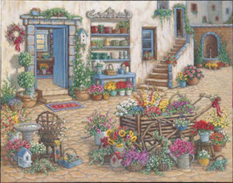 Framed Courtyard Flower Shoppe Print