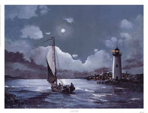 Framed Moonlit Sail Print