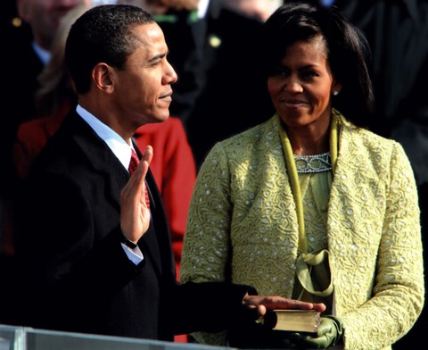 Framed 2009 Barack Obama Inaugural Address With Michelle Obama Print